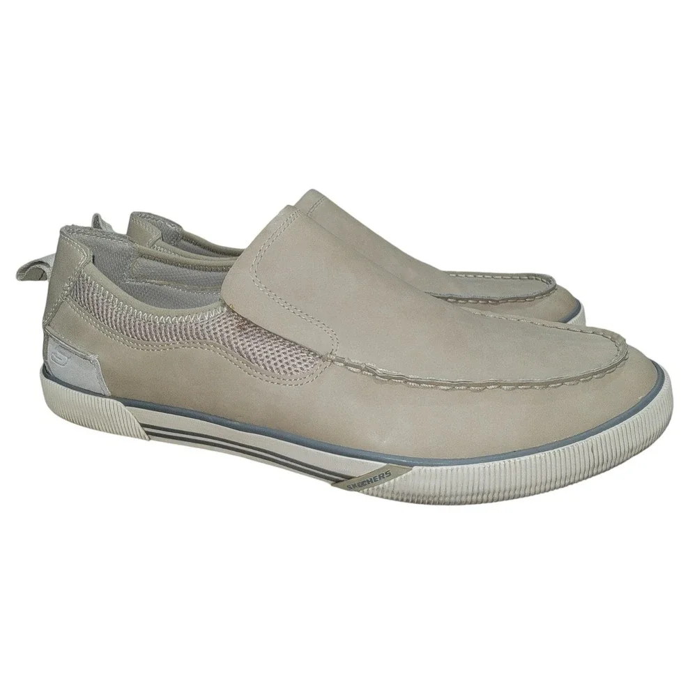 Skechers Men's Tan Leather Outdoor Boat Deck Fishing Slip On Shoes Size 13